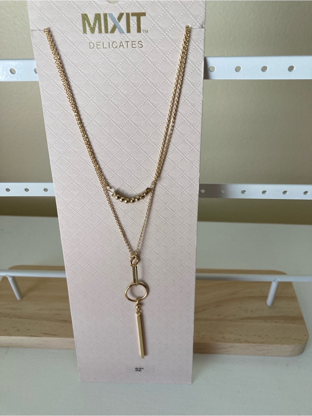 delicates Gold Layered Circle & Bar Pendant Necklace